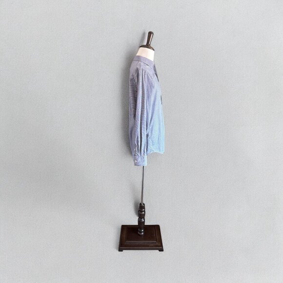 Bugatchi Mens Classic Fit Cotton Button Up Dress Shirt Blue White Pattern M - Picture 2 of 14